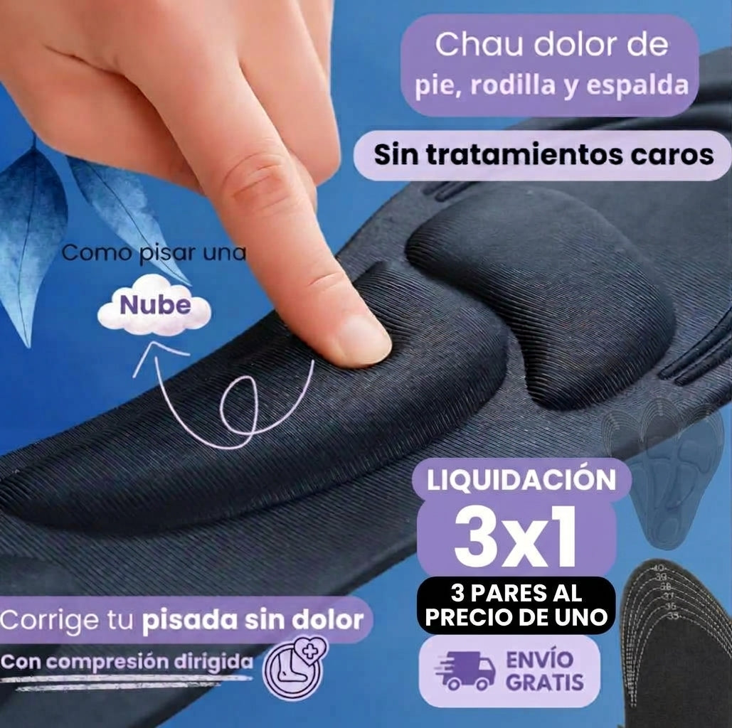 3x1 Plantillas Nube con 4 soportes acolchonados