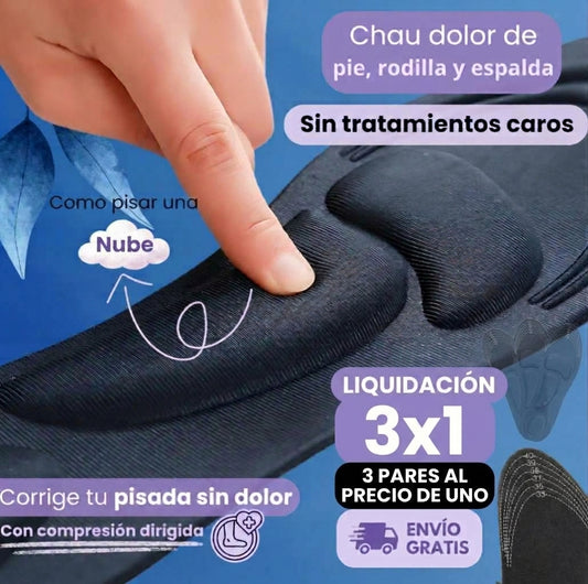 3x1 Plantillas Nube con 4 soportes acolchonados