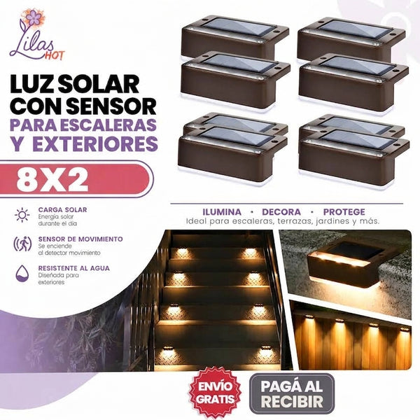 8x2 Luces Solares Premium para Escaleras