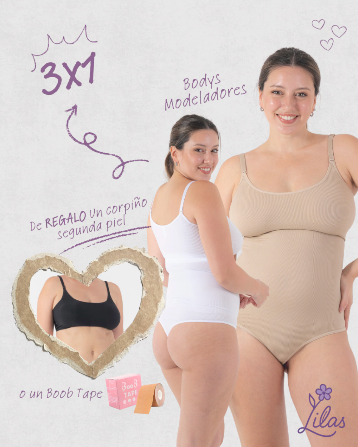 PROMO 3x1 | Body Modelador Premium + Corpiño Segunda Piel de REGALO