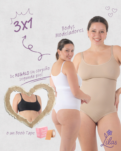 PROMO 3x1 | Body Modelador Premium + Corpiño Segunda Piel de REGALO