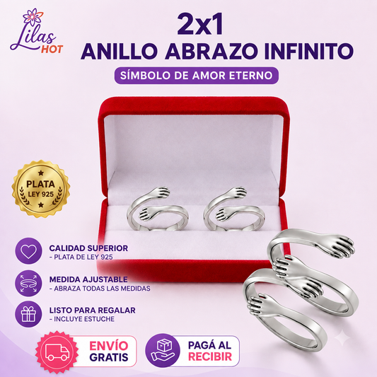 2x1 Anillo Abrazo Infinito de Plata | Liquidación 50%OFF
