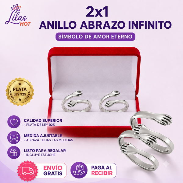 2x1 Anillo Abrazo Infinito de Plata | Liquidación 50%OFF